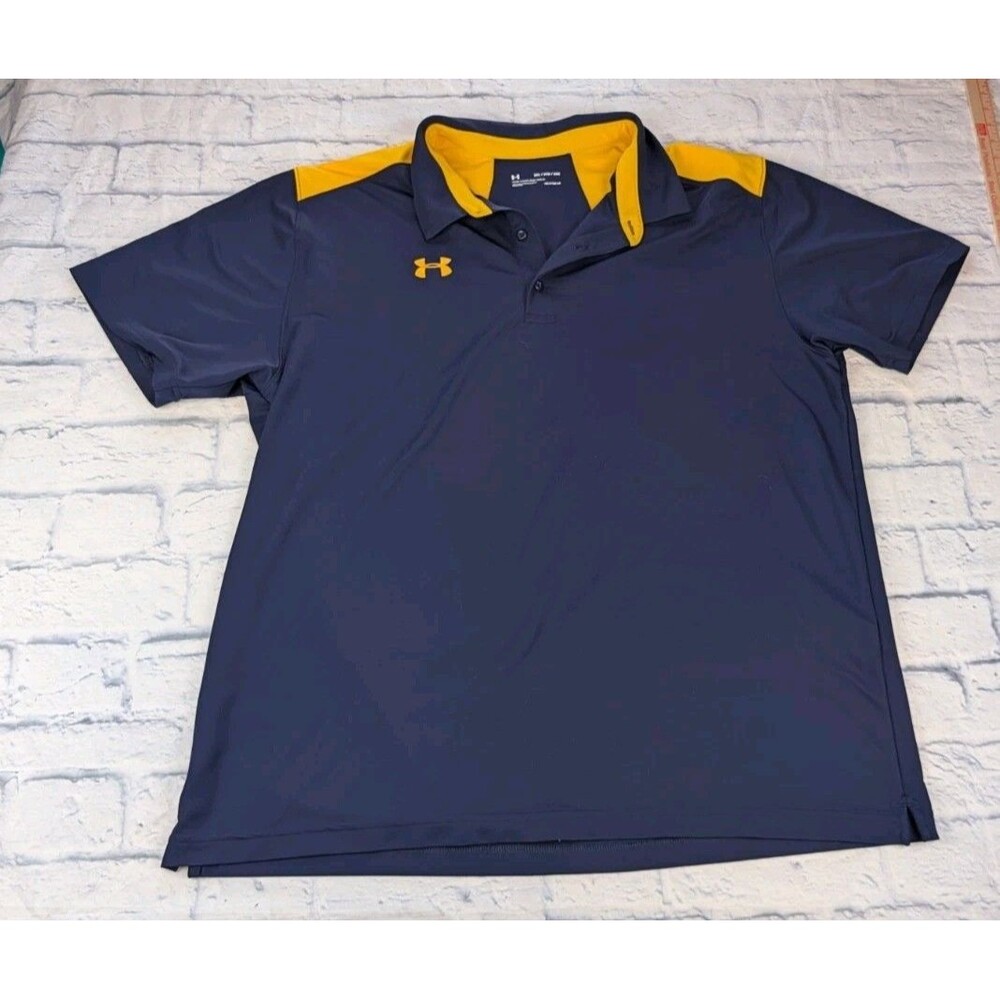 Under Armour men's 3XL blue & yellow The Playoff Polo heatgear shirt EC U Of M